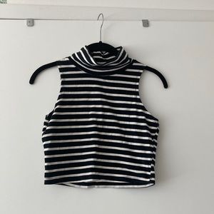 Navy and White Strip Knit Crop Top